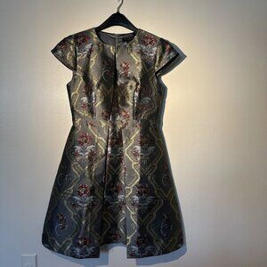 Ted Baker brocade Kkaty Ice Palace Skater Dress grey Size 2